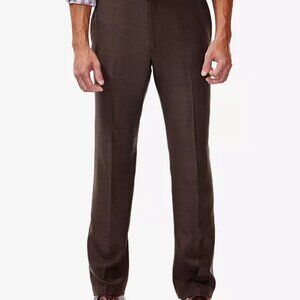 Haggar Men's Classic Fit Flat Front Brown Dress Pants - 40Wx34L - New with Tags